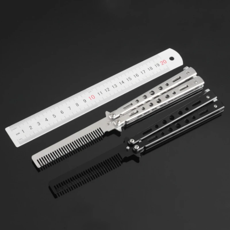 Stainless-Steel-Silver-Black-Practice-Butterfly-In-Knife-Trainer-Training-Folding-Knife-Dull-Tool-Outdoor-Camping (1)