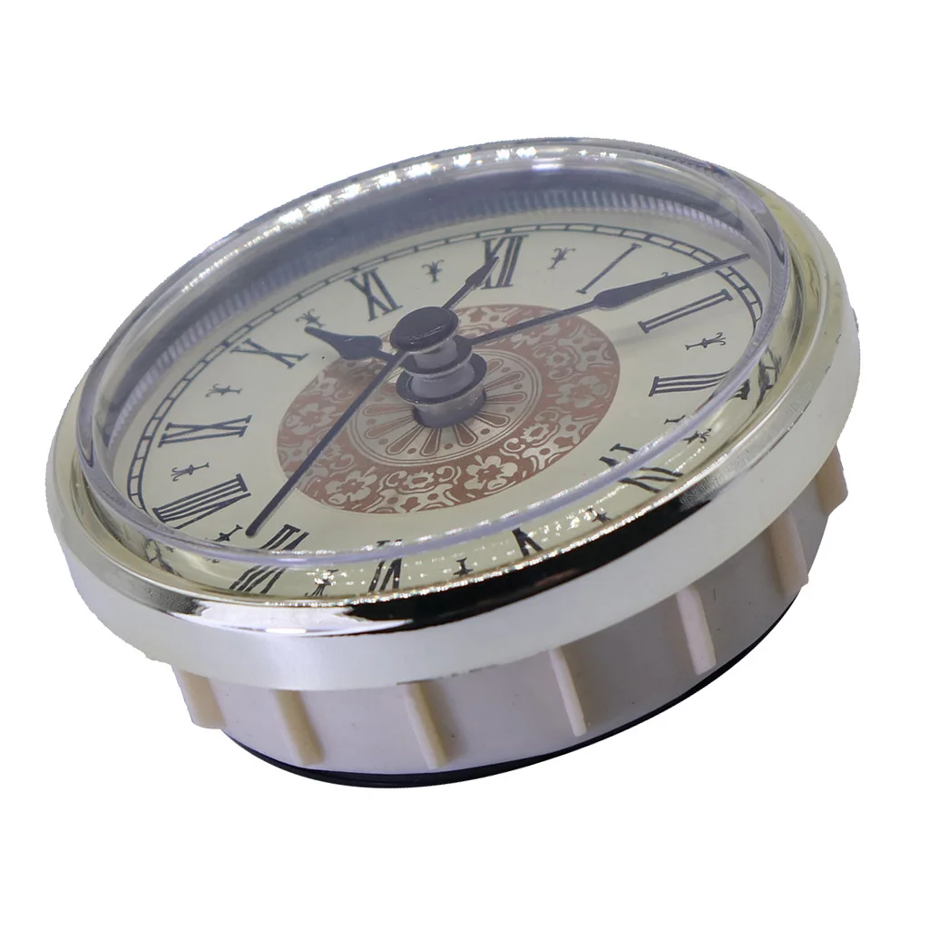Roman Numeral Plastic Quartz Clock Insert Movement Mechanism Gold Trim