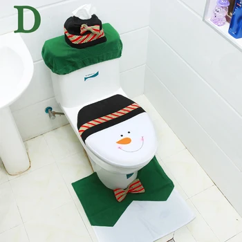 

3PC Santa Claus Toilet Seat Cover Set Christmas Decorations For Home Bathroom Product New Year Cartoon Snowman Decoration