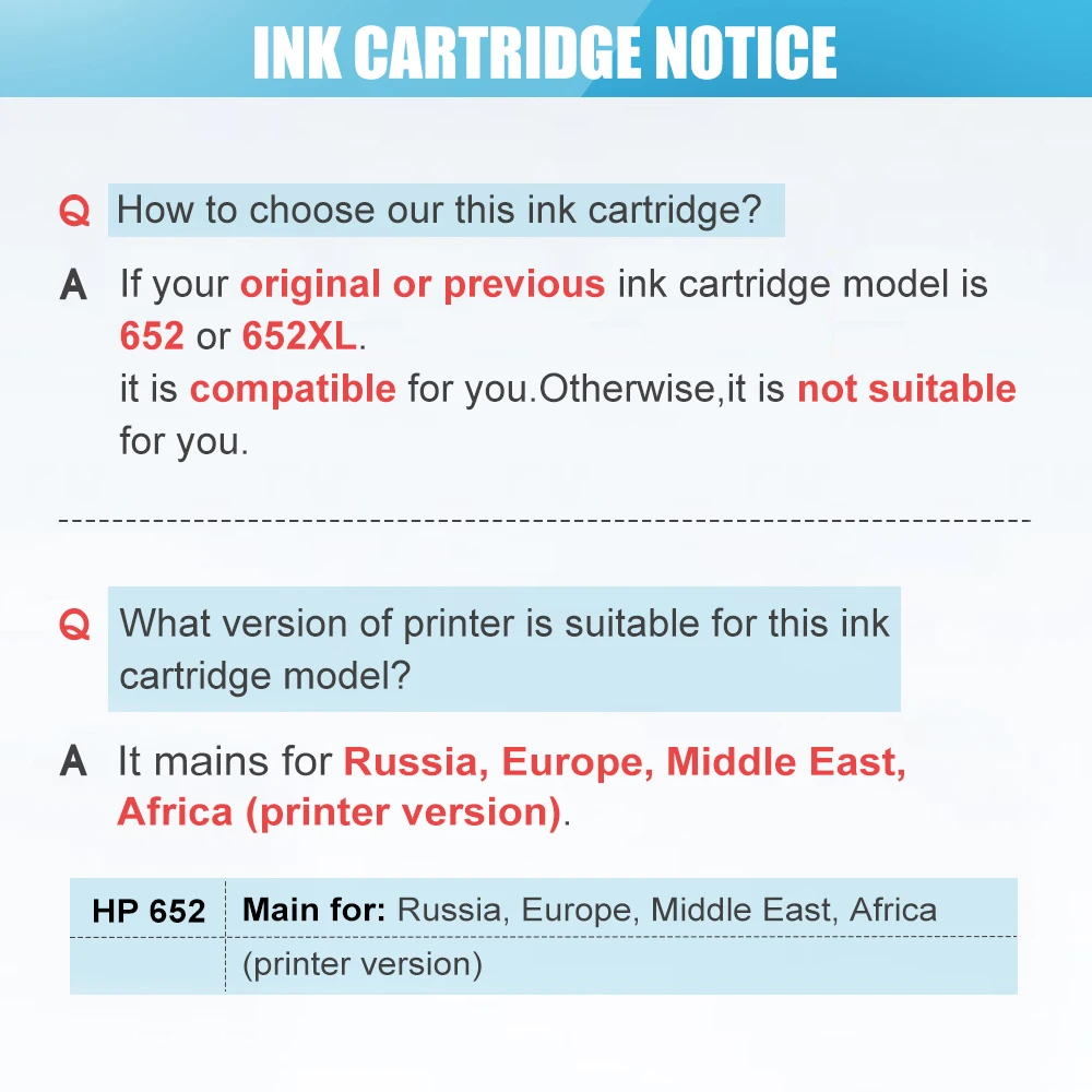 Цветной чернильный картридж QSYRAINBOW 652XL для HP 652 XL Deskjet 1115 1118 2135 2136 2138 3635 3636 3835