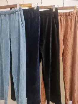 

Women Corduroy Straight Wide Leg Pants Ladies Wide Stylish Loose Trousers
