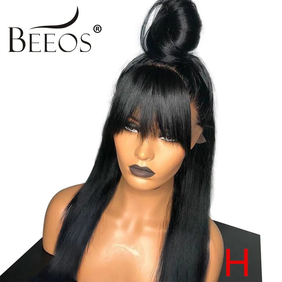 Beeos прямые с взрыва высокое соотношение 180% 13*6 глубокая часть кружева передние человеческие волосы парики натуральный цвет бразильские волосы remy 8-26 дюймов