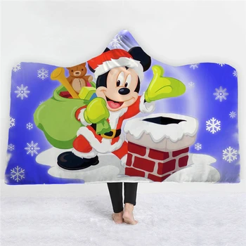

Disney Mickey Mouse Hooded Blanket Flannel Plush Thin Quilt Sofa/bed/plane Travel Bedding Throw Blanket In Cap Warm kids gifts