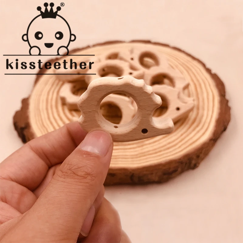 

Kissteether 20pc Beech Wooden Hedgehog Animal Bead DIY Teething Nursing Mom Necklace Food Grade Wood Bead jewelry Making Teether