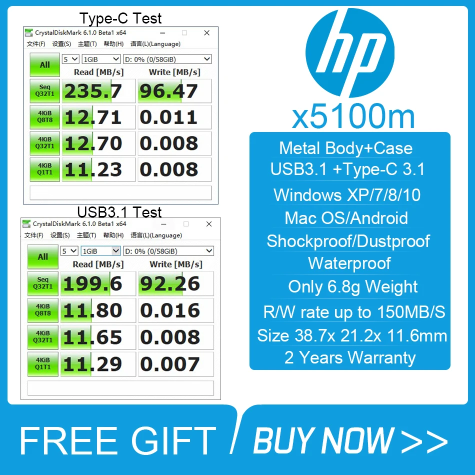 Флеш накопитель HP X5100M Usb 3 1 Type A/ C 128 32/64/256/ГБ|USB флэш-накопители| |