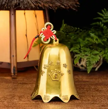 

Copper Statue Copper bell Pure Copper Pendant large bell handicraft shop cash register decoration opening gift