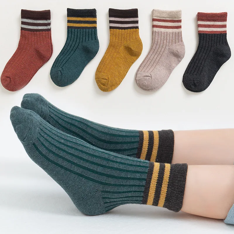 5 пар детских носков, различные стили, носки для малышей, осенние и зимние хлопковые носки для девочек и мальчиков - Цвет: 6