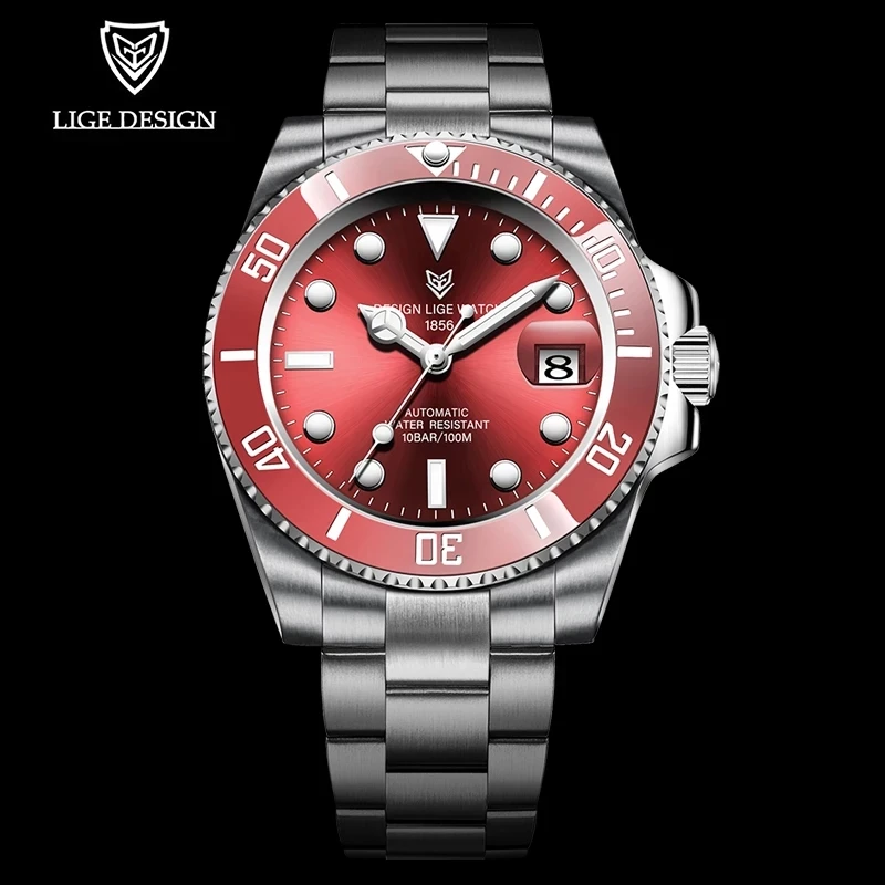 2021 LIGE New Watch Men Automatic Mechanical Tourbillon Clock Fashion Sport Diving Watch 100ATM Waterproof Luminous Watches Mens