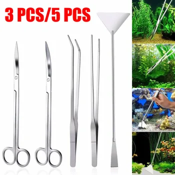 

3/5pcs Aquarium Tank Tools Kit Fish Tank Aquatic Water Plants Long Tweezers Scissors Stainless Steel Maintenance Tool Set