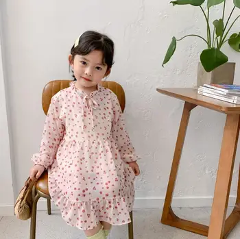 

2020 Korea style girls floral dress chiffon fashion spring girls dresses 2-7 years HJ881