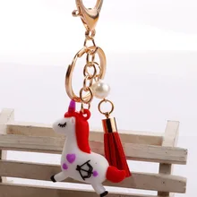 ПВХ мягкий Silcone брелок для ключей с единорогом мультфильм мой маленький подвеска на мобильный телефон бусины с кисточками сумка аксессуары маленькие украшения