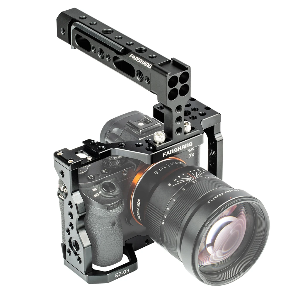 

FANSHANG Aluminum Camera Cage Video Film Movie Making Kit Rig Stabilizer + Top Handle Grip for Sony A7RIII / A7III / A7II DSLR