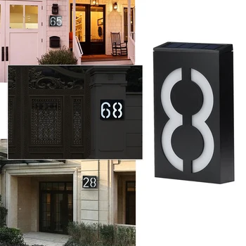 

DIY Solar House Number Digital LED Light Fashion Home Hotel Door Sign Address Plaque Number Digits Puzzle Plate Wall Lamp