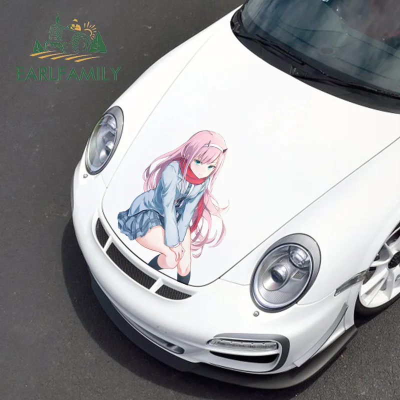 EARLFAMILY 43cm x 30.1cm For Darling in the FRANXX Waterproof Car Stickers Scratch-Proof Decal Motorcycle Personality Decor