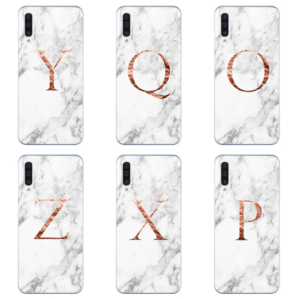 

Custom name Letter Monogram rose marble Soft TPU Case For Samsung Galaxy J5 J7 A30 A50 A10 A3 A5 A6 A8Plus A750 2018 Phone Cover