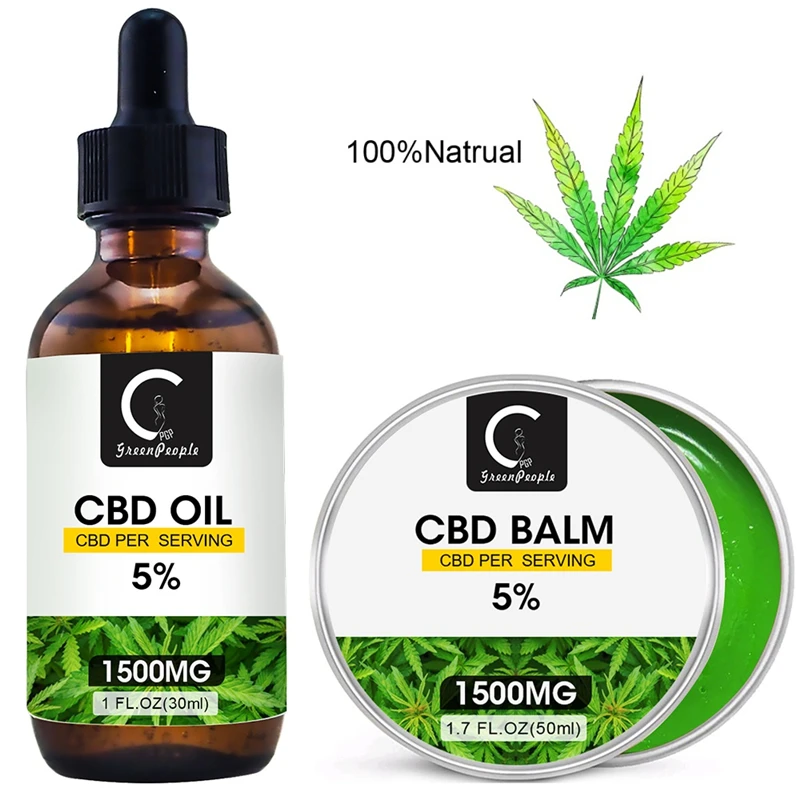 GreenPeople1500MG Hemp CBD Balm&ampOil Promote Blood Circulation Relieving Joint Pain Pressure Refreshing Pure Herbal Essential Oil | Красота