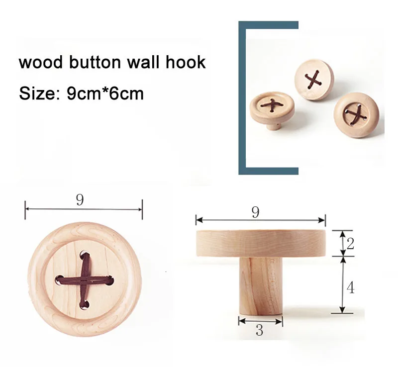 Деревянные крючки для халатов, настенные украшения из дуба, пуговицы, вешалка для одежды, вешалка для одежды в Северной Европе, крючок для пальто