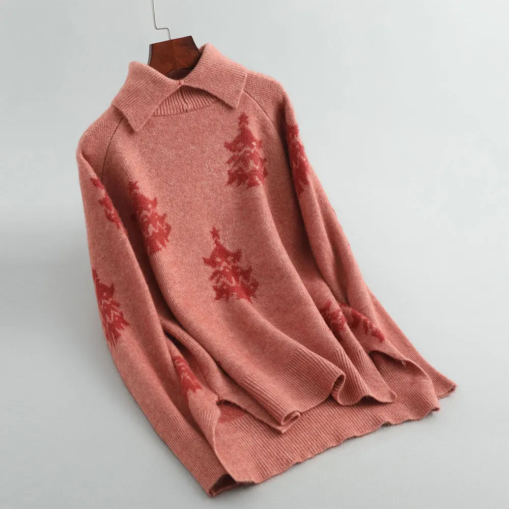 Pull Femme Nouveaute, женский свитер и пуловеры, милый вязаный плотный свитер с длинным рукавом, женские пуловеры, женские топы с рисунком дерева
