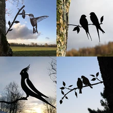 Художественное украшение для сада на открытом воздухе, металлическая ветка для заднего двора, подарок с животными, креативная имитация животного, украшение для птиц, садовые статуи Художественное украшение для сада на открытом воздухе, металлическая ветка для заднего двора, подарок с животными, креативная имитация животного, украшение для птиц, садовые статуи