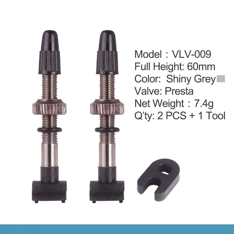 1 Pair Grey 60mm Deemount 1 пара ЧПУ анодированный Presta клапаны для без трубки MTB дорожный велосипед бескамерные диски 54 мм сплав стволовых латунных сердечников - Цвет: 1 Pair Grey 60mm