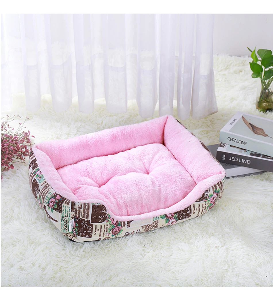 Small And Medium Dog Kennels Dog Beds For Medium Dogs Winter Warm Square Dog Mat Pet Dog Cat Puppy Cotton Nest