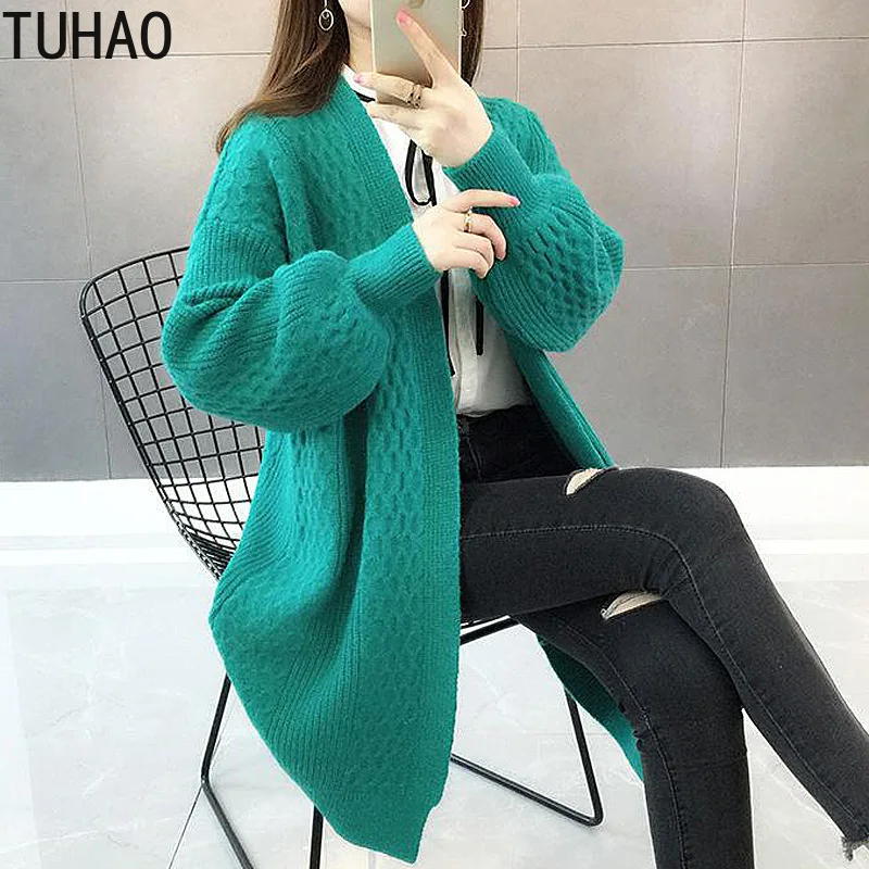 

TUHAO Office Lady Cardigan Long Sleeve Knitted Sweater Women Open Stitch Casual Sweters Women Loose Cardigan Mujer HC73