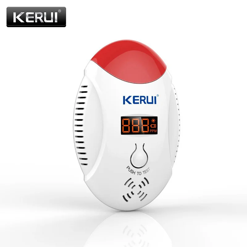 KERUI-pantalla digital LED inalámbrica con Sensor de Gas, Detector de fugas, alarma de sonido, advertencia, compatible con GSM PSTN, alarma de seguridad