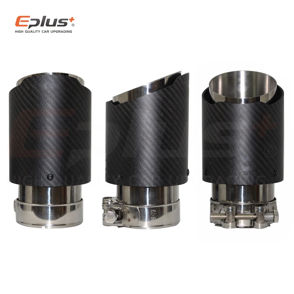 Car Carbon Fibre Matte Exhaust System Muffler Pipe Tip Straight Universal Silver Stainless Mufflers Decorations For Akrapovic