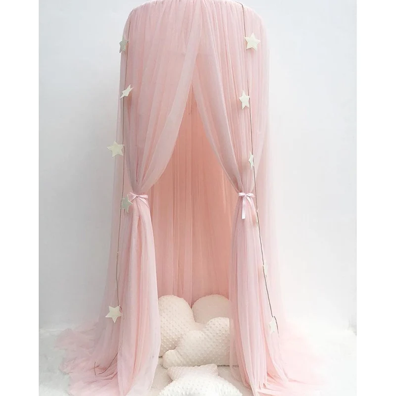 light pink 240 см подвесное детское постельное белье балдахин навес хлопок москитная сетка покрывало занавеска для маленьких детей чтение игра домашний декор - Цвет: light pink