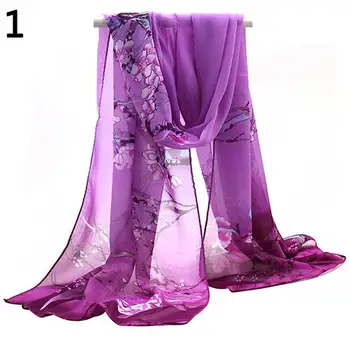 

Fashion Scrawl Women Long Chiffon Stole Scrawl Flower Printed Soft Sun Block Scarf Summer Flower Printed Soft Scarf