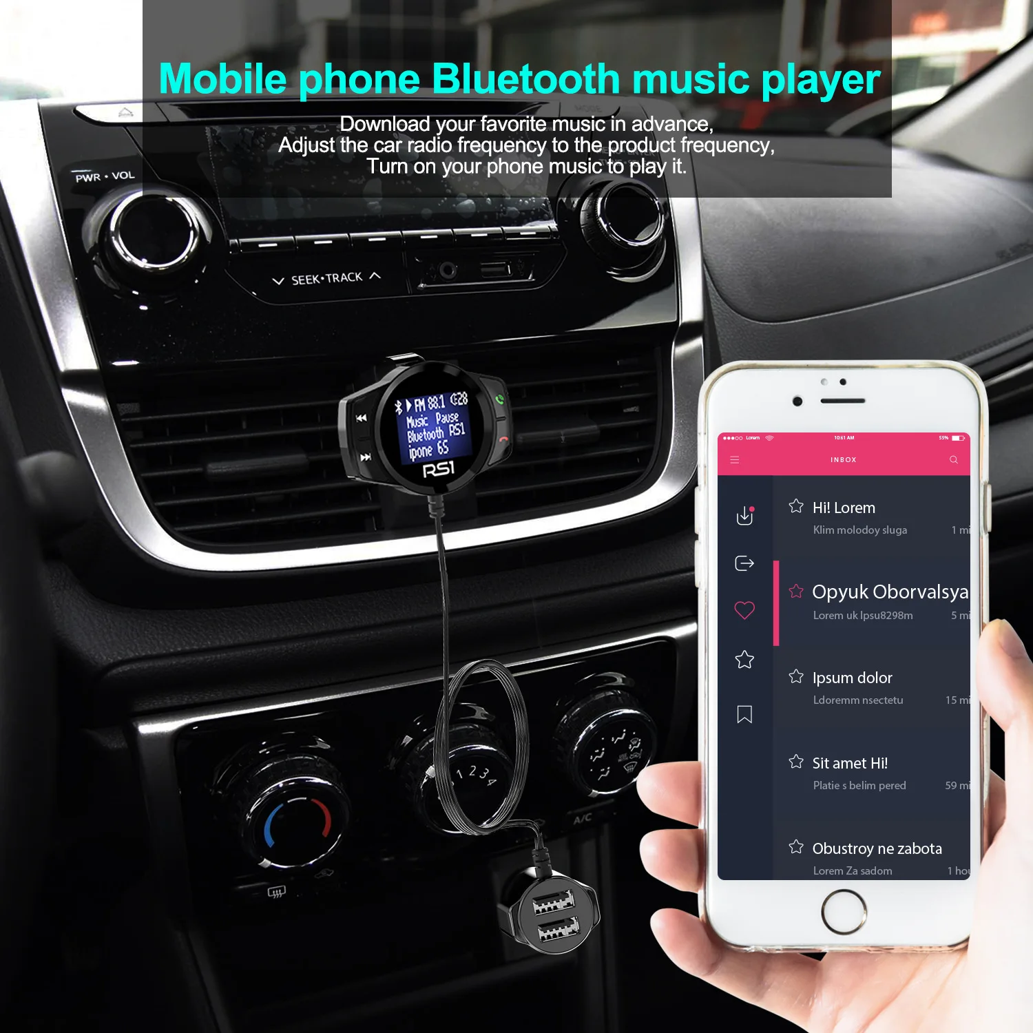 Стиль RS1 большой экран Bluetooth Hands-free автомобильный комплект fm-передатчик Автомобильный MP3-плеер Автомобильный USB Bluetooth телефон автомобиль C