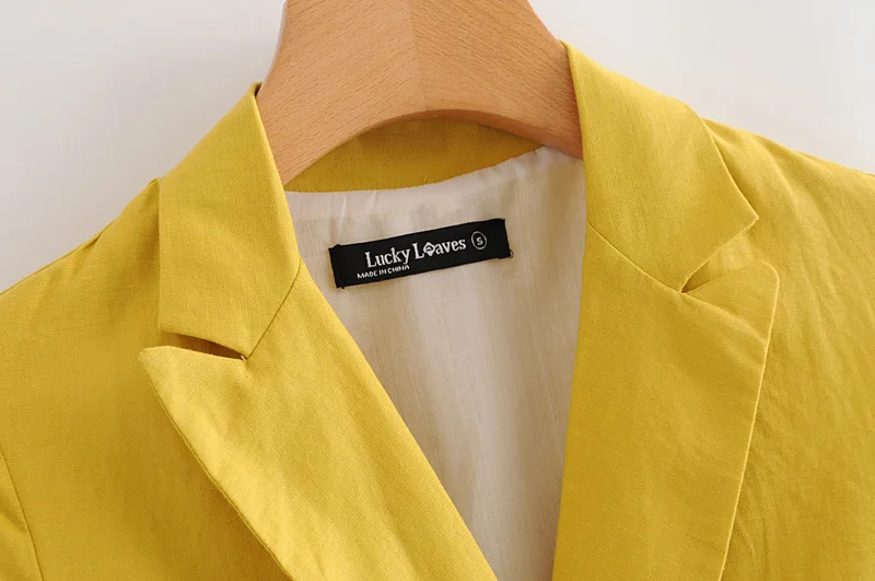 

2018 Autumn New Style WOMEN'S Dress Yellow Cotton Linen Suit Women's Double Breasted Middle Long Coat