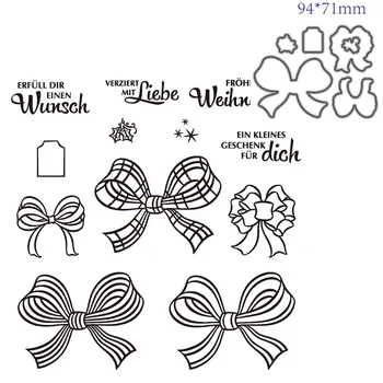 

German word 2020 3D New Bow Metal Cutting Dies and Scrapbooking For Paper Making Birthday Embossing Card Craft Stamps Set