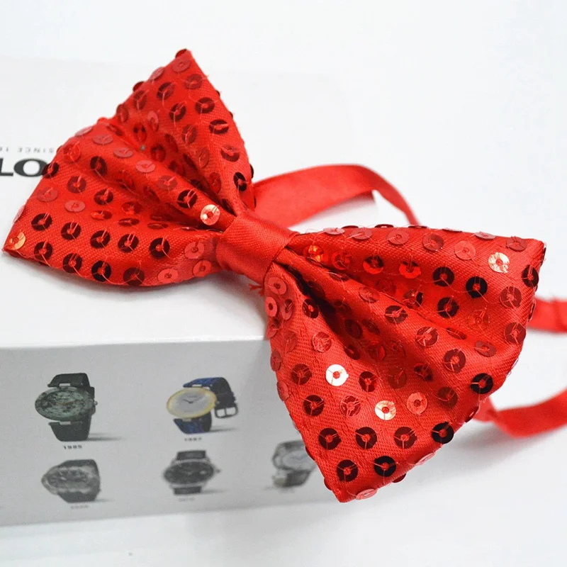 Adjustable Boy Girl Woman Man Sequin Bow Tie Bowtie Neck Tie For Fancy Dress Party Favor Jazz Dance Performance Tie Halloween - Цвет: DRD