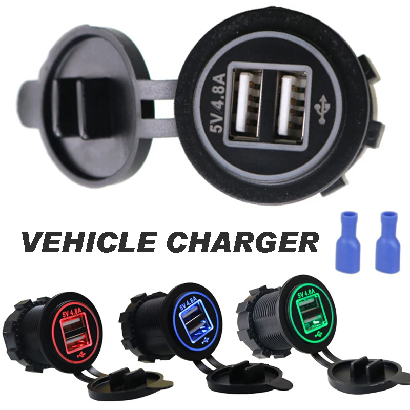 12 V-24 V автомобиль Зарядное устройство для телефона iPad Планшеты Авто Мото RV 4.8A Dual USB Водонепроницаемый Мощность выход авто Зарядное устройство цифровой Дисплей