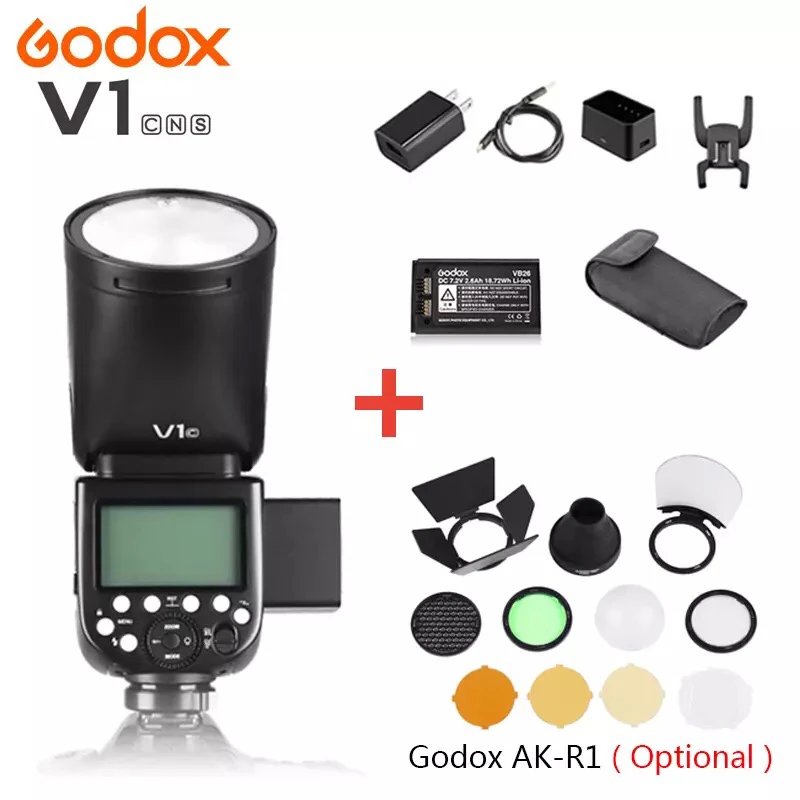 Godox V1 флэш-V1C V1N V1S V1F V1O ttl 1/8000 s HSS Вспышка Speedlite + AK-R1 шаровой рассеиватель наборы для Canon Nikon sony фужи Олимпус
