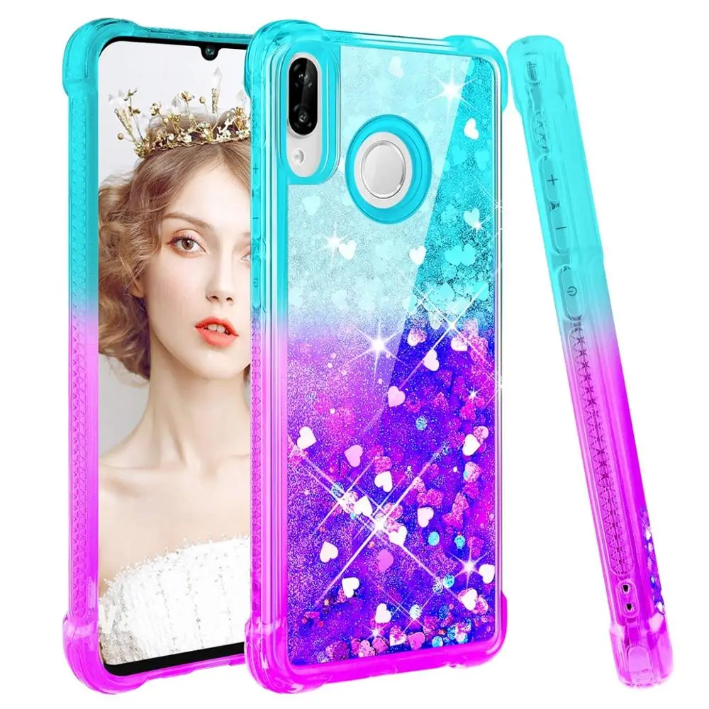 

Case For Huawei P Smart 2019 Case Gradient Quicksand Glitter Soft TPU Air Cushion Bumper Cover for Huawei Honor 10 Lite Case