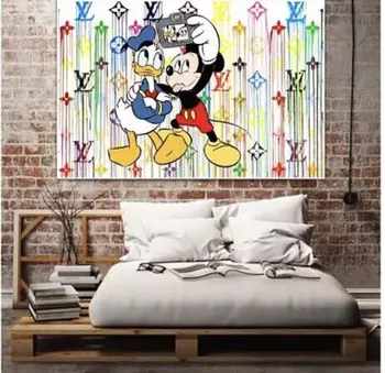 

Wall art canvas printing poster Nordic painting cartoon mouse picture home decoration modern living room