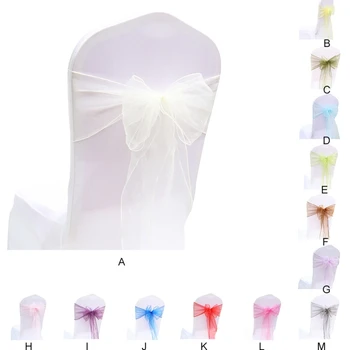 

25PCS Organza Chair Sashes For Wedding Banquet Party Decoration Chair Bows Ties Chair Cover Bands