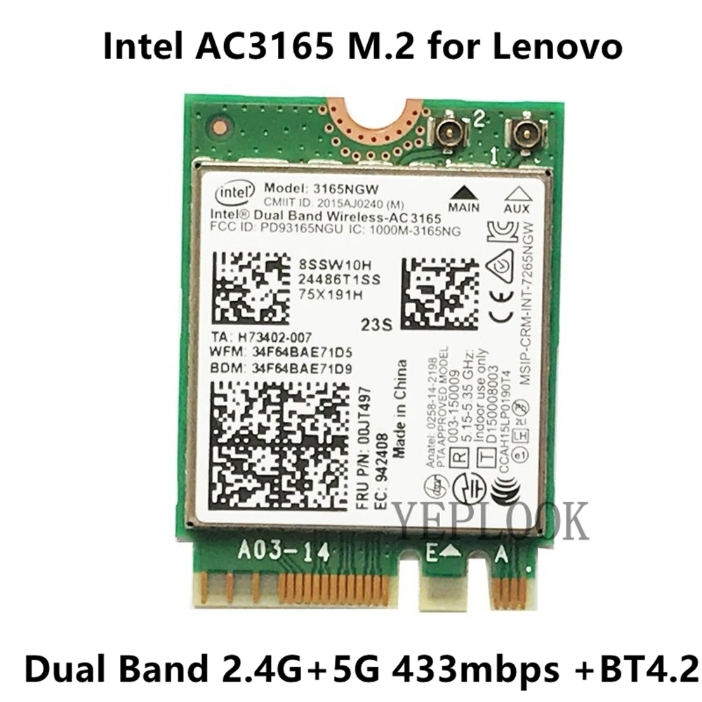 AC3165 3165NGW 2 Băng Tần 2.4G/5G Wifi 433Mbps + Bluetooth 4.0 802.11AC NGFF M.2 Card WiFi cho ThinkPad E460 E560 B51-80 Yoga 310 best wifi adapter for pc