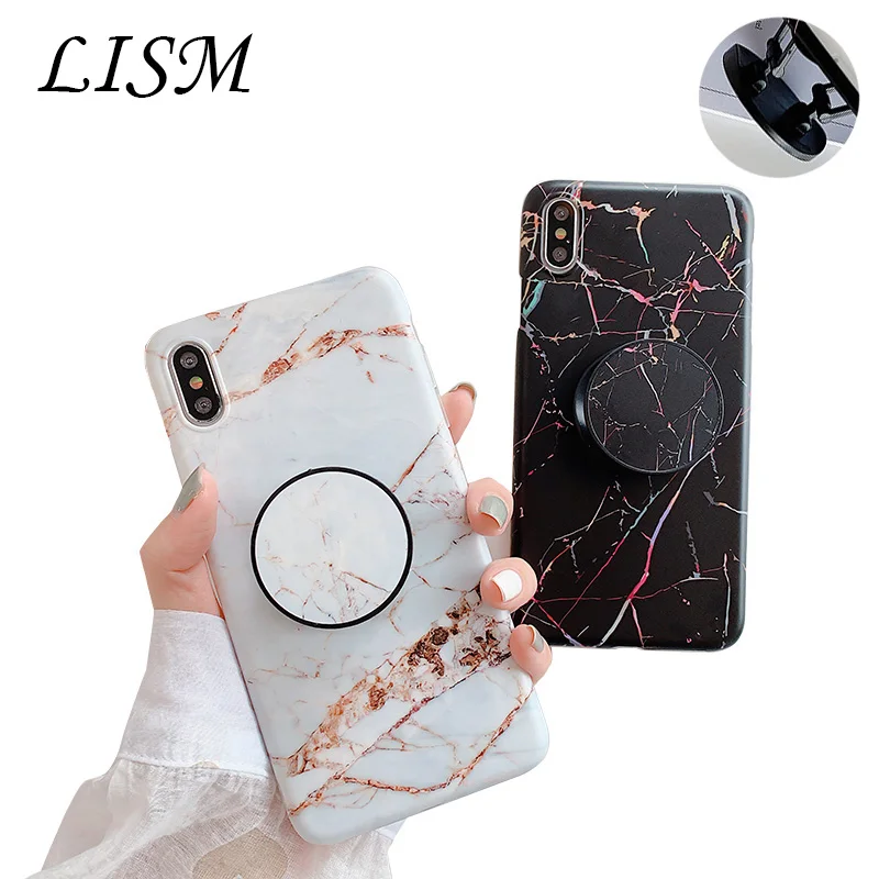 

Bracket series cell Phone Case For iPhone 7 Plus XS Max XR soft Cases For iPhone X 8 Plus Cover with Black and White Cracks