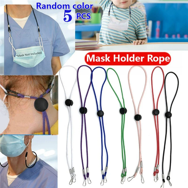 

5pcs Multicolor Mask Lanyard Face Mask Extender Ear Savers Adjustable DIY Making Supplies Mask Glasses Sewing Elastic Band Cord