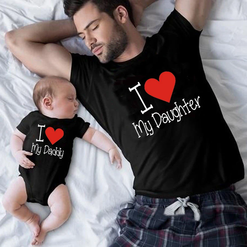 Flash Sale Family Matching Tshirt Daddy Father Daughter Romper Outfits Baby I-Love-My Summer B6qpeg9MoO9