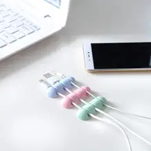 3 отверстия USB кабель Органайзер провода намотки наушников Держатель мышь шнур силиконовый зажим телефонная линия настольное управление