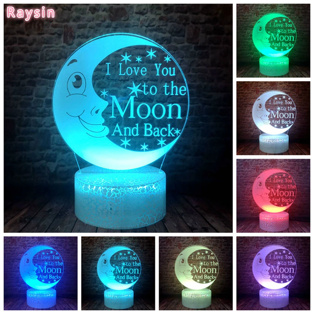 I Love You to The Moon and Back Gifts,3D Lamp I Love You Night Light for Girls Women Her Valentines Romantic Gift Ideal