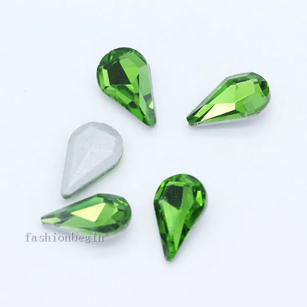 grass green 20p 6x10 мм слеза с заостренным фольгированным дном назад стеклянный модный Камень Кристалл Стразы дизайн ногтей украшение ожерелье брошь ремонт ювелирных изделий - Цвет: grass green
