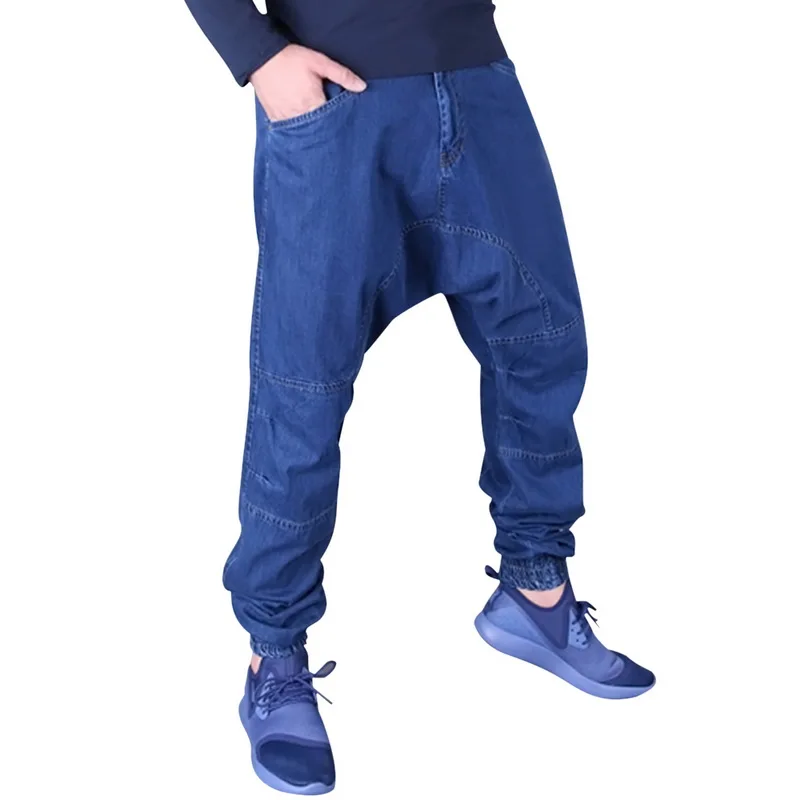 Adisputent Mens casual sports Low Grade Pants Solid Color hip hop cross pants Bundle trousers male Elastic waist jogging pant - Цвет: blue