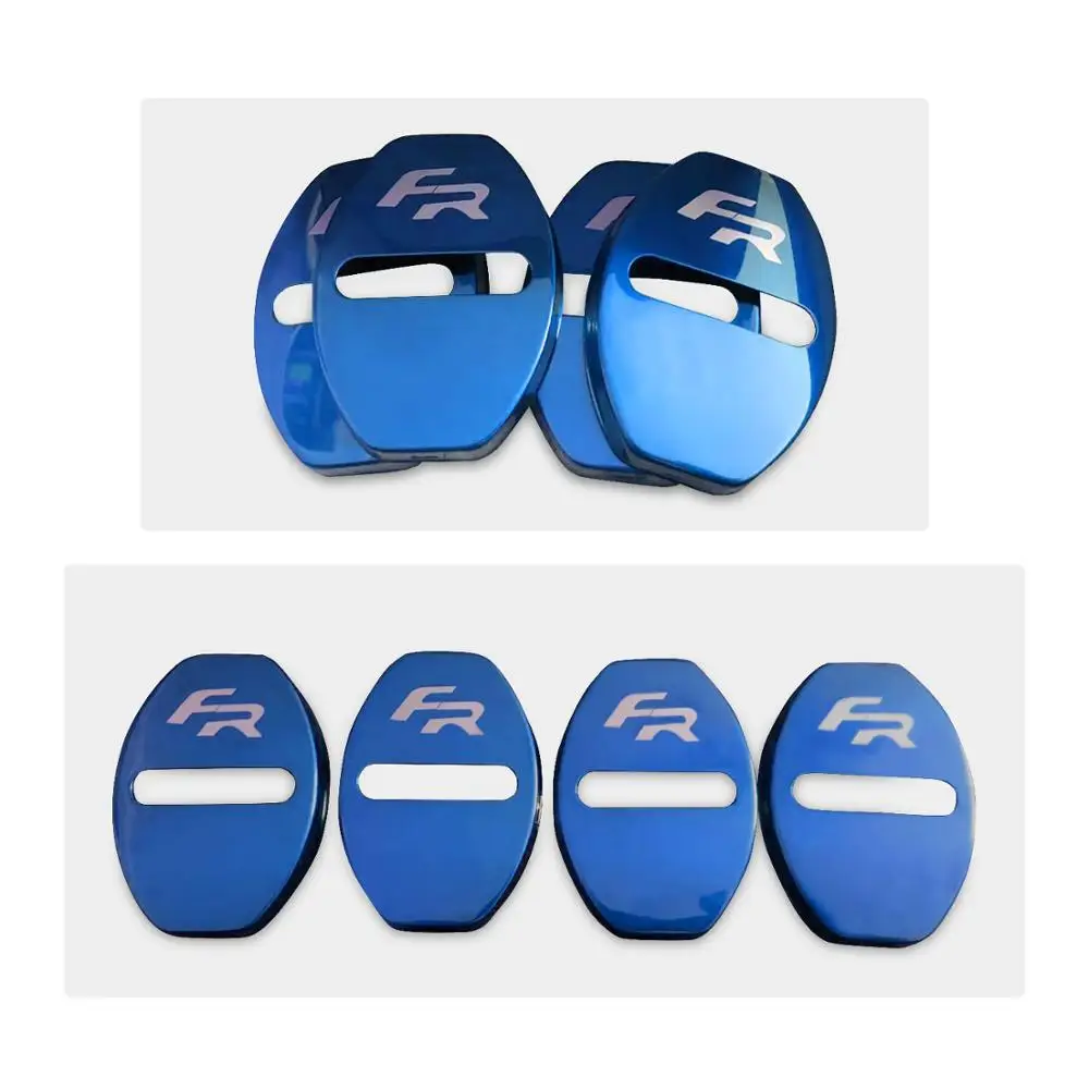 LFOTPP, Автомобильный Дверной замок, защитный чехол для сиденья FR Leon Ibiza Arona Ateca, антикоррозийный, авто Стайлинг, декоративные части, 4 шт - Цвет: Blue