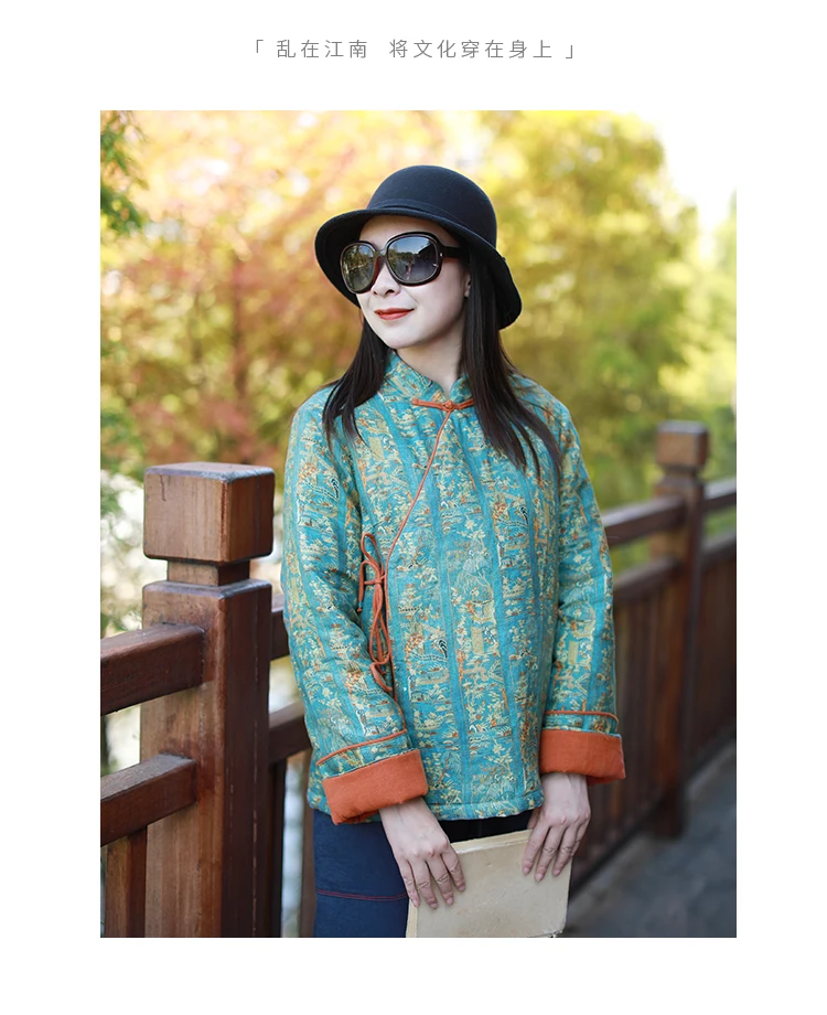 LZJN 2019 New Autumn Winter Short Padded Coats Chinese Style Contrast Color Bandage Quilted Thick Women Jacket Coat (21)