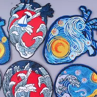Buy Van Gogh Embroidered Patches For Clothing Stickers Hippie Heart Patch Accessories Iron On Patches On Clothes Embroidery Patch Online - Image 2